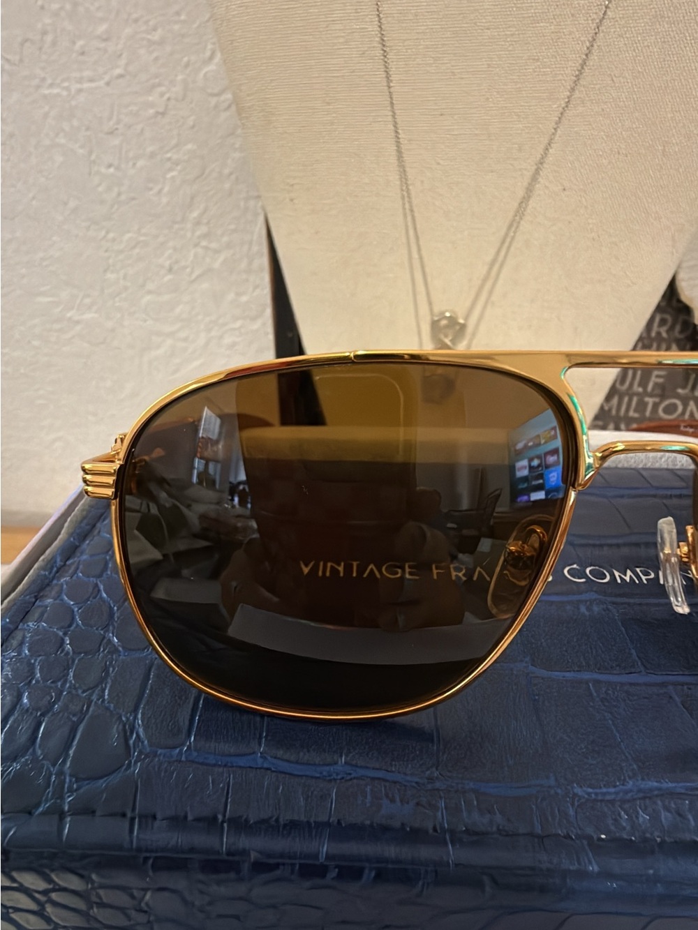 Vintage frames company rimmed Buffalo horn 24 kt sunglasses - Picture 2 of 13